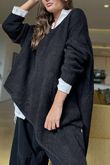 Made in Italy Big Softie Super Slant Knit Top Black 